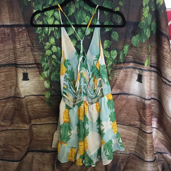 🍍Pineapple Razor Back Shorts Romper - Picture 3 of 11